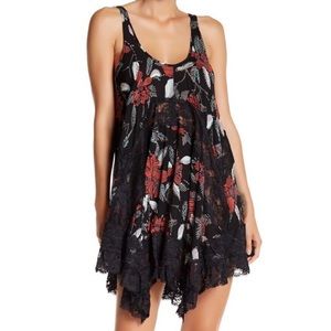 Free People She Swings Lace Slip Dress in Black